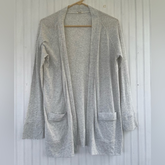 MONROW Women's Cream Lightweight Cotton Cashmere Open Front Cardigan Size Small - Picture 1 of 7